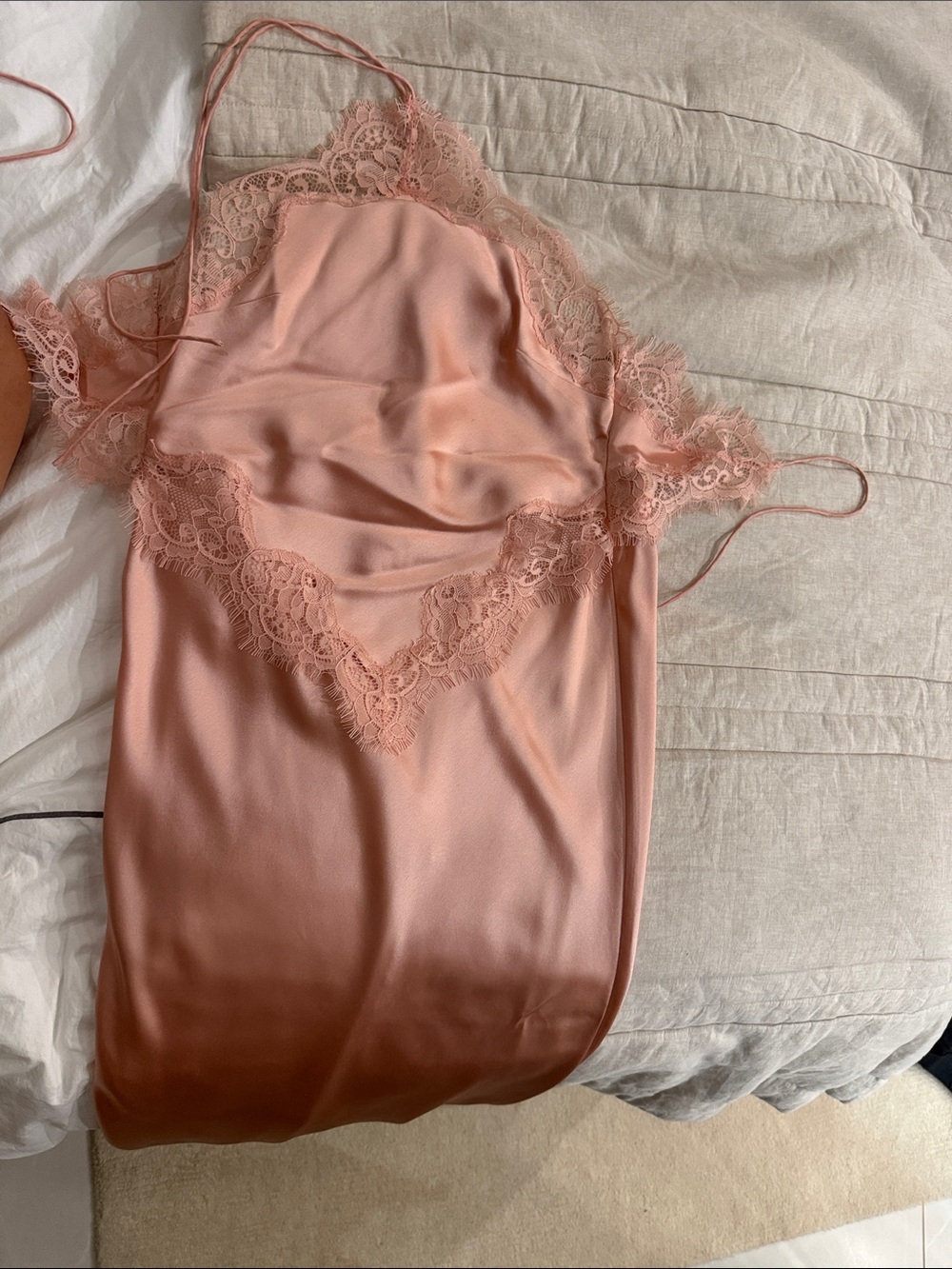 Retrofete Satin Lace-Trim Slip — Dusty Rose